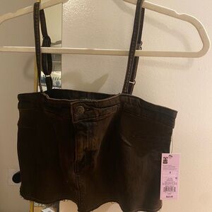 Brown Denim Crop Top